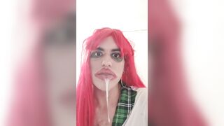 Venezuelan tranny girl loves to play with the Waka Waka blacks cum in her mouth