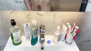 Make some fun in bathroom with cumshot