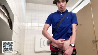 Gay Teen Model Masturbates Inside colleges Public Restroom! *Almost Got Caught*