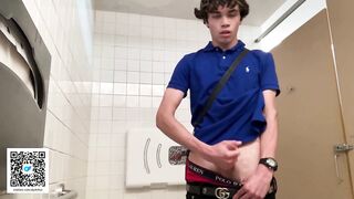 Gay Teen Model Masturbates Inside colleges Public Restroom! *Almost Got Caught*