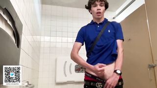 Gay Teen Model Masturbates Inside colleges Public Restroom! *Almost Got Caught*