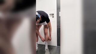 German Twink sniffs and fucks smelly Vans sneakers and cums on white puma socks - Teaser