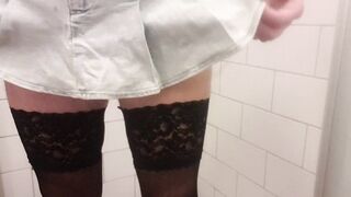 Jerk dick in women's clothing and cum profusely