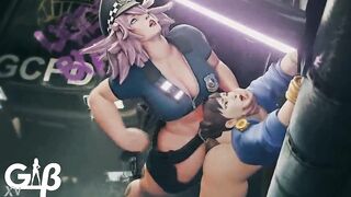 Poison fucks Chun Li and Cammy from Street Fighter