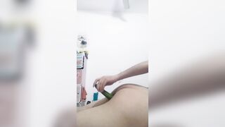 Sissy cute femboy anal big tight ass with huge cucumber