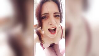 Horny tranny slut swallows gallons of cum