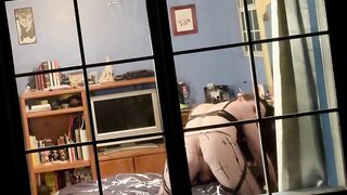 Goth Tranny Strips in front of Her Window