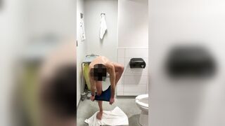 Quick self piss in public restroom