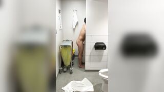 Quick self piss in public restroom