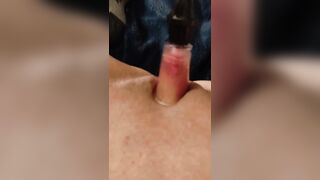 Pussy pump FTM dicklet pumping with biggest nipple attachment Pump my Clit