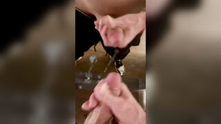Stroking my cock to a quick cumshot all over mirror