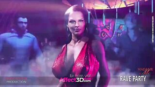 Big tits futa fucking a futanari in the disco in a 3d animation