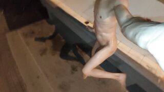 Playing naked with piss in public