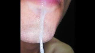 tongue, saliva, tongue, sloopy, sucking, spitting, long drooling tongue close-up