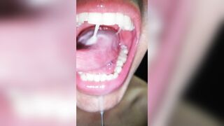 tongue, saliva, tongue, sloopy, sucking, spitting, long drooling tongue close-up