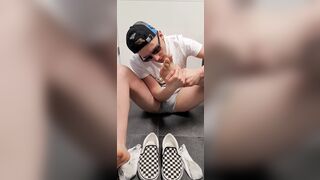 Cute 18 Twink licks his smelly feet