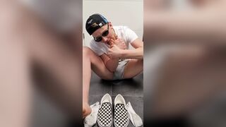 Cute 18 Twink licks his smelly feet