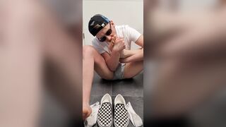 Cute 18 Twink licks his smelly feet