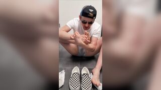 Cute 18 Twink licks his smelly feet