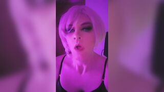 Amatuer Blonde Trans Goddess Fucks Silicone Toy with Thick Uncut White Girl Dick