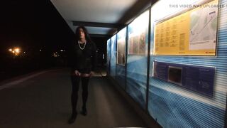 Exhibitionist Crossdresser caught at public train station