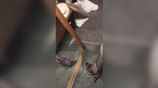 Heels stockings cum cock