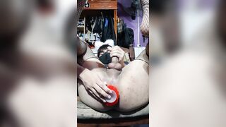 Anal masturbation with big wolf dildo (argentine Femboy)