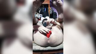 Anal masturbation with big wolf dildo (argentine Femboy)