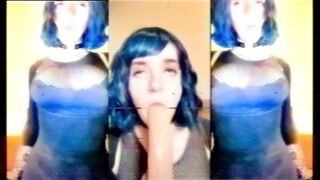 Blue Hair Baddie Gags [Deepthroat]