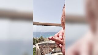Huge Open Air CUMMING in Slow Motion! Naked and naughty on a hotel terrasse again!