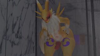 Renamon Anal Cumshot in the Shower - Pokemon 3D Hentai Animation