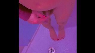 cute girl pees on her toes