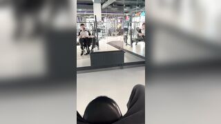 Flash dick and cum in gym! get caught?