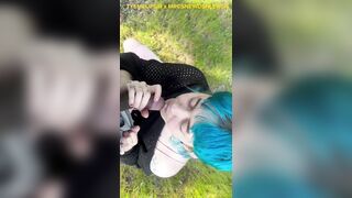 Femboy deepthroats on public trail