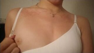 Playing with my small tits