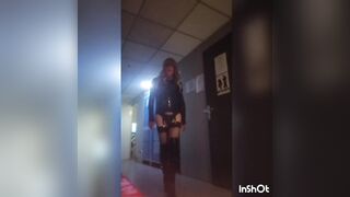 Crossdresser at the sex shop porn cinema