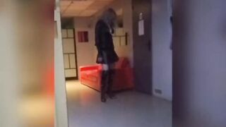 Crossdresser at the sex shop porn cinema