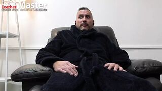 Boyfriend’s dad jerks uncut cock in rubber PREVIEW