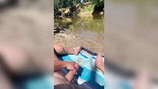 Masturbating in public along the river