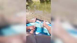 Masturbating in public along the river