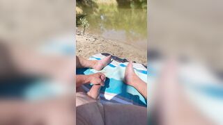 Masturbating in public along the river