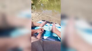 Masturbating in public along the river