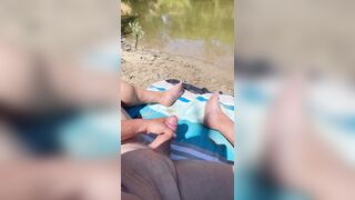 Masturbating in public along the river