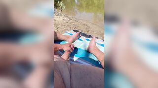 Masturbating in public along the river