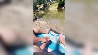 Masturbating in public along the river