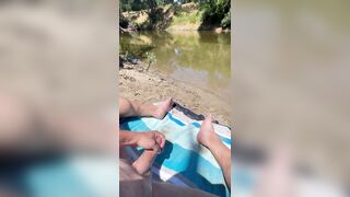 Masturbating in public along the river