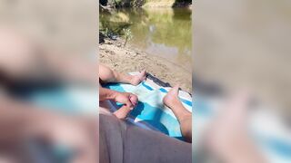 Masturbating in public along the river