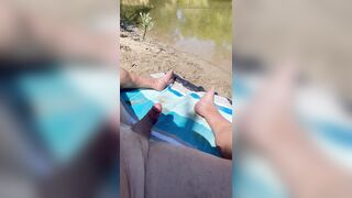 Masturbating in public along the river