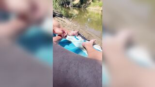 Masturbating in public along the river