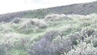 Public full nude pissing. Waiting to get fucked in the dunes